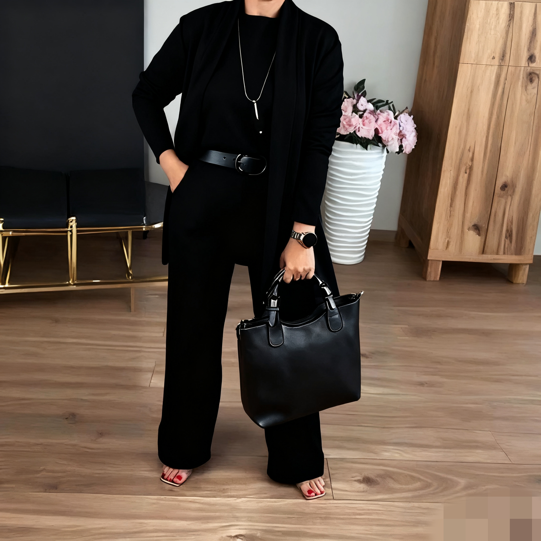 Alina | Elegant tredelt sett med lang cardigan for kvinner