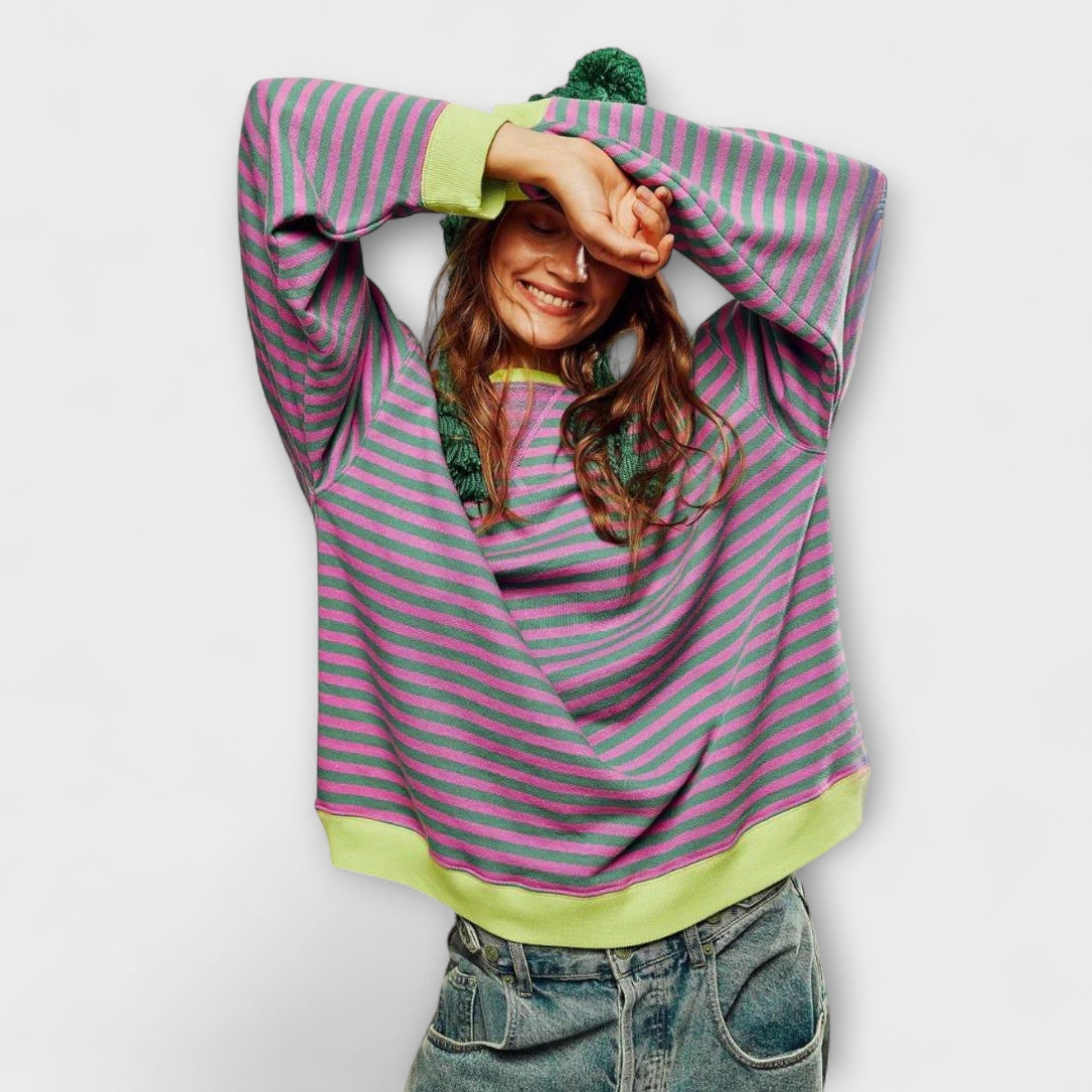 Thea | Stripet oversized strikkegenser